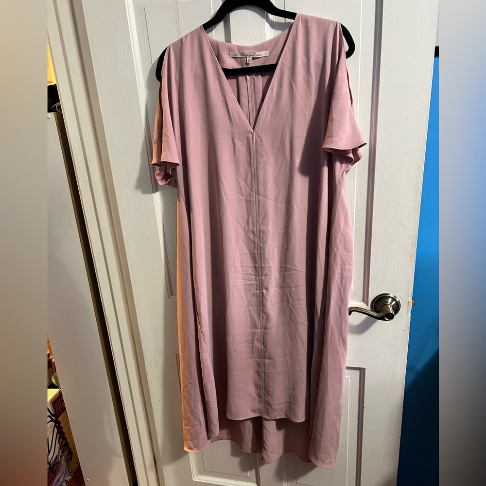 Mauve/Pink cold-shoulder high-low EUC dress